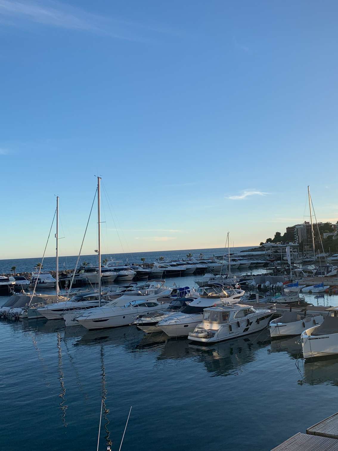 View of yachts in a Mediterranean harbour