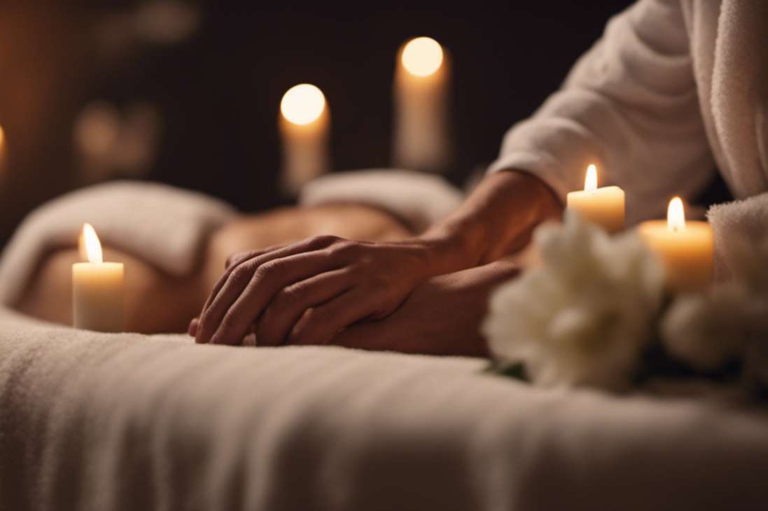 Massage vom Rücken mit Kerzenschein